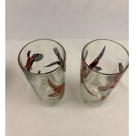 Vintage Set of 2 Pheasant Highball Glasses Mid-Century Barware 1960s - Picture 2 of 16